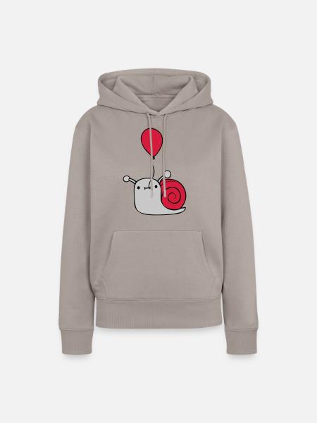 Niedliche Luftballon Schnecke - Frauen Premium Bio Hoodie - Taupe
