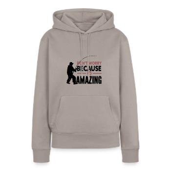 Angler Angelhaken Angelrute Sportfischer - Frauen Premium Bio Hoodie - Taupe - Vorne - Julia (174cm)