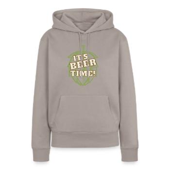 Bier Zeit - Frauen Premium Bio Hoodie - Taupe - Vorne - Julia (174cm)