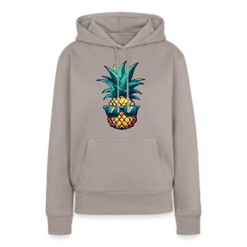 Cooler Ananas-Hingucker: Südfrucht mit Stil - Frauen Premium Bio Hoodie - Taupe - Vorne - Julia (174cm)