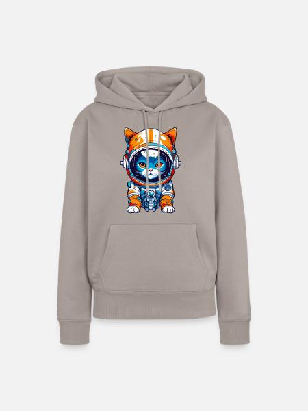 Space Cat 01 - Frauen Premium Bio Hoodie - Taupe