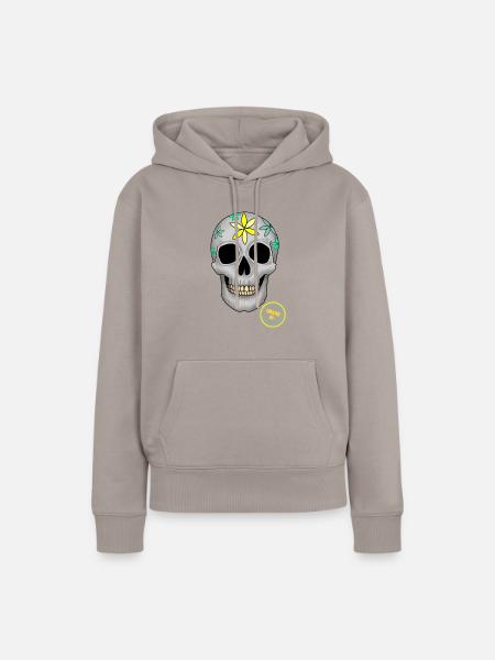 RetroSkull - Frauen Premium Bio Hoodie - Taupe