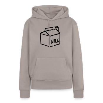 Lait - Sweat à capuche Premium bio Femme - taupe - Devant - Julia (174cm)