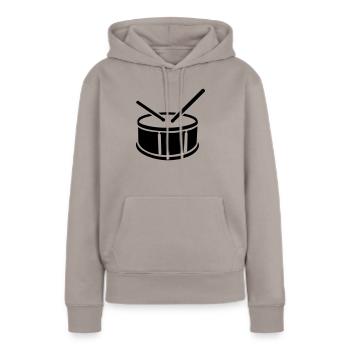Tambour - Sweat à capuche Premium bio Femme - taupe - Devant - Julia (174cm)