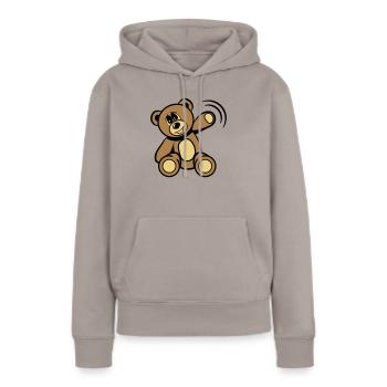 Bär winken süss - Frauen Premium Bio Hoodie - Taupe - Vorne - Julia (174cm)