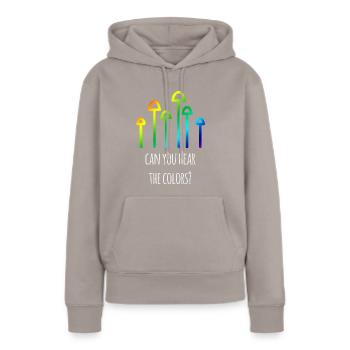 Psilos Pilze bunt halluzinogen - Frauen Premium Bio Hoodie - Taupe - Vorne - Julia (174cm)