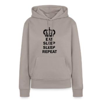 Mangez le sommeil sommeil Répéter - Sweat à capuche Premium bio Femme - taupe - Devant - Julia (174cm)