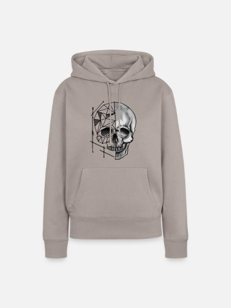 Skull Polygon - Frauen Premium Bio Hoodie - Taupe