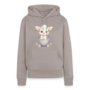agneau doux en coquille d’œuf - Adorable - Sweat à capuche Premium bio Femme - taupe - Devant - Julia (174cm)