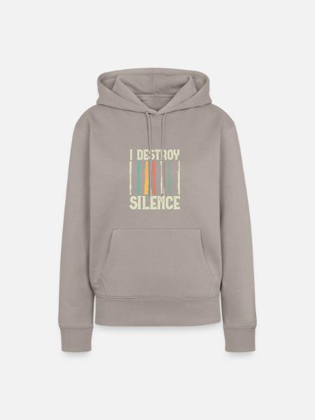 I Destroy Silence Funny Flute Flutist - Frauen Premium Bio Hoodie - Taupe