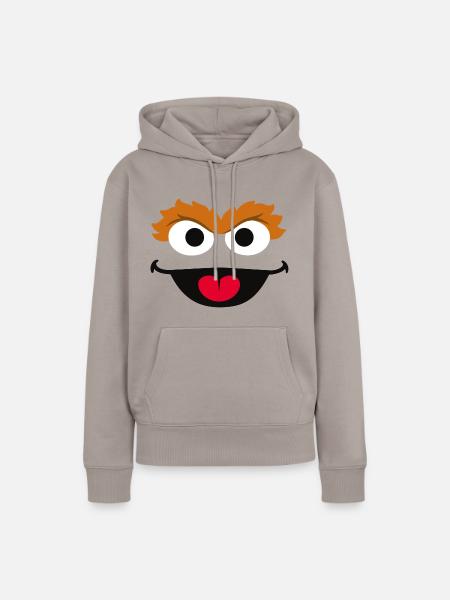 Sesamstraße Oscar Gesicht - Frauen Premium Bio Hoodie - Taupe