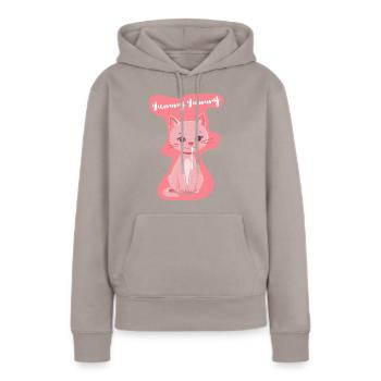 Jolie chemise chaton 'Yummy' en rose - Sweat à capuche Premium bio Femme - taupe - Devant - Julia (174cm)