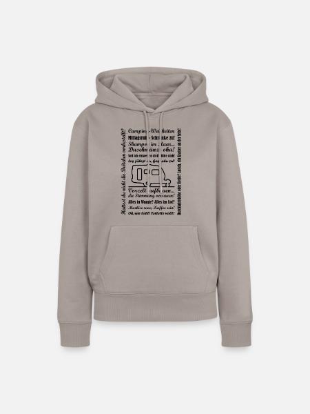 Camping - Weisheiten mit Wohnwagen - Frauen Premium Bio Hoodie - Taupe