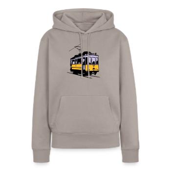 Tram historique / historic Tram - Sweat à capuche Premium bio Femme - taupe - Devant - Julia (174cm)