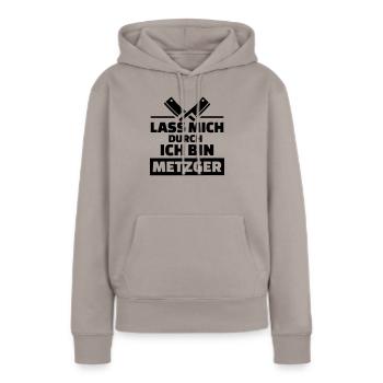 Metzger - Frauen Premium Bio Hoodie - Taupe - Vorne - Julia (174cm)