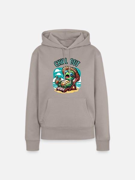 Schildkröte Chill Out - Frauen Premium Bio Hoodie - Taupe