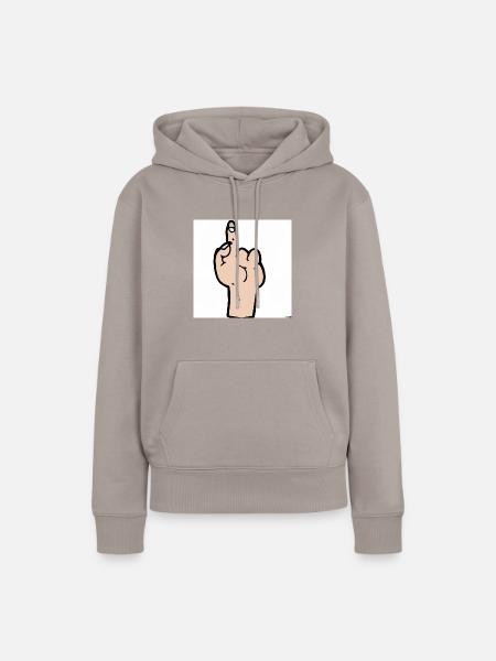 middle finger up cartoon - Frauen Premium Bio Hoodie - Taupe