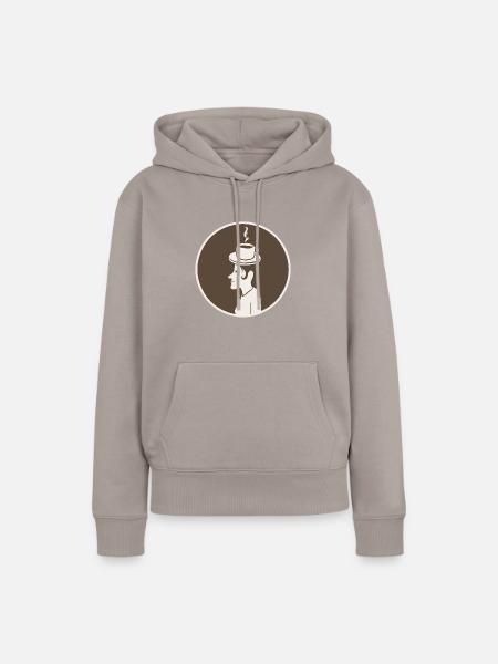 Kaffeehut Frau - Frauen Premium Bio Hoodie - Taupe