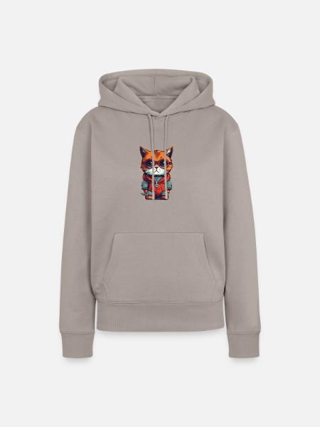 cool cat - Frauen Premium Bio Hoodie - Taupe