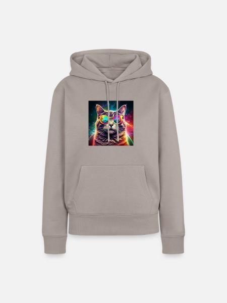 Kosmischer Katzenflair - Frauen Premium Bio Hoodie - Taupe