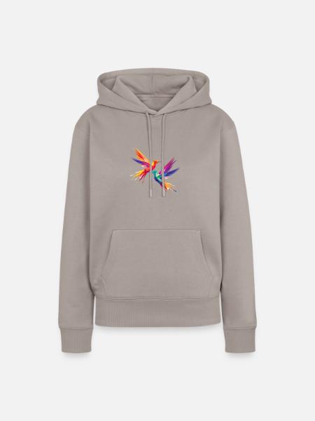 Bunte Vögel - Frauen Premium Bio Hoodie - Taupe