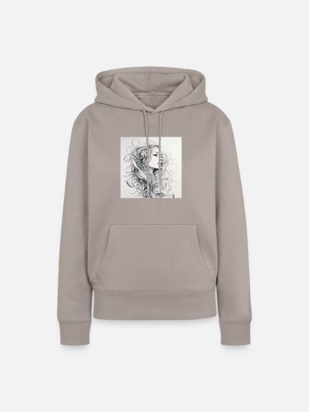 One Line Woman - Frauen Premium Bio Hoodie - Taupe