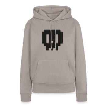 totenkopf - pixelart - Frauen Premium Bio Hoodie - Taupe - Vorne - Julia (174cm)