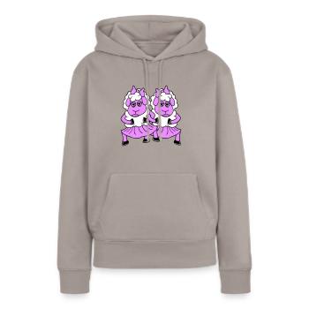 2 Couple de moutons Fatigué Ennuyé Copines Cool - Sweat à capuche Premium bio Femme - taupe - Devant - Julia (174cm)