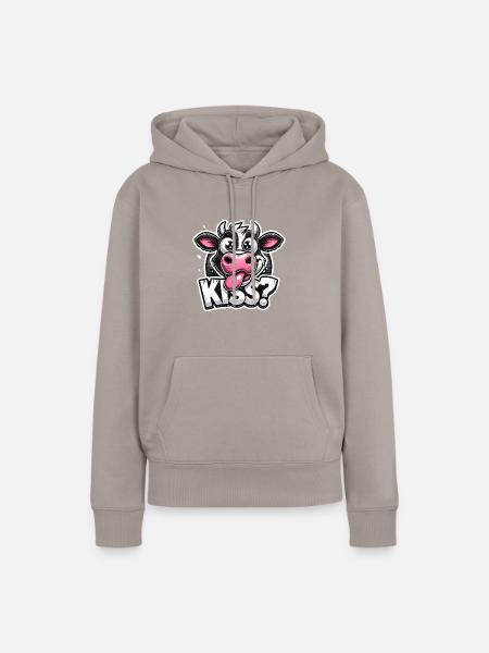 KISS - Frauen Premium Bio Hoodie - Taupe