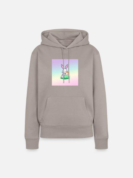 Ei und Hase – Paskalypso - Frauen Premium Bio Hoodie - Taupe