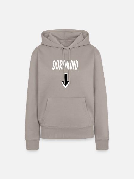 Dortmund mit Pfeil nach unten Schwarz/Weiß - Frauen Premium Bio Hoodie - Taupe