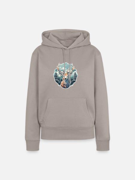 Winterzeit Hirsch - Frauen Premium Bio Hoodie - Taupe
