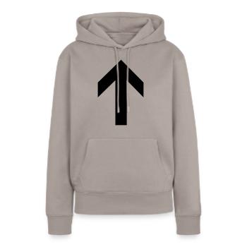 Pfeil nach oben - Frauen Premium Bio Hoodie - Taupe - Vorne - Julia (174cm)