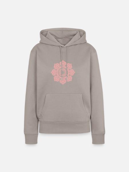 Mandala-Blume - Frauen Premium Bio Hoodie - Taupe