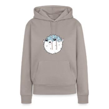 Fugu poisson globe - Sweat à capuche Premium bio Femme - taupe - Devant - Julia (174cm)