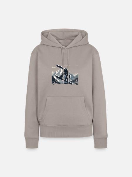 Snowbord Berge - Frauen Premium Bio Hoodie - Taupe