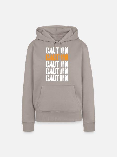 Caution Achtung - Frauen Premium Bio Hoodie - Taupe