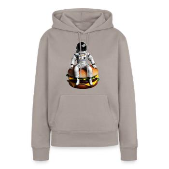 Astronaute spatial Cheeseburger - Sweat à capuche Premium bio Femme - taupe - Devant - Julia (174cm)
