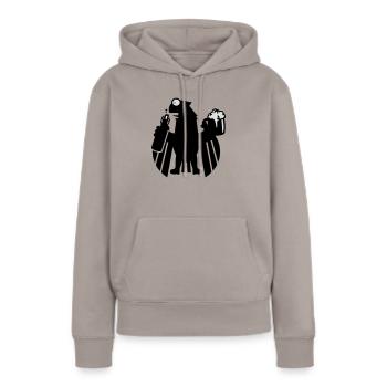 Kampftrinker Satirischer Adler / Boozer eagle (2c) - Frauen Premium Bio Hoodie - Taupe - Vorne - Julia (174cm)