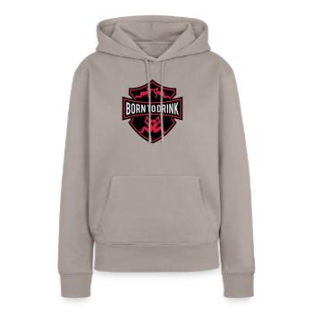 Né à boire Logo drôle - Sweat à capuche Premium bio Femme - taupe - Devant - Julia (174cm)