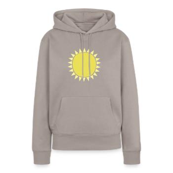 Soleil Soleil - Sweat à capuche Premium bio Femme - taupe - Devant - Julia (174cm)