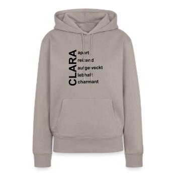 Clara - Ein ganz spezielles Design für Clara - Frauen Premium Bio Hoodie - Taupe - Vorne - Julia (174cm)
