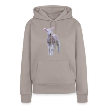 agneau mignon - agneau doux - Sweat à capuche Premium bio Femme - taupe - Devant - Julia (174cm)