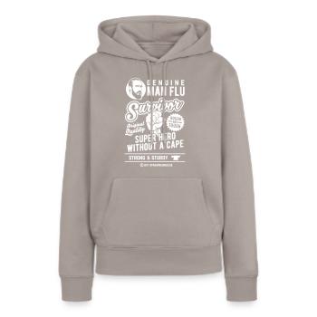 Homme Survivant de la grippe Super Héros sans cape - Sweat à capuche Premium bio Femme - taupe - Devant - Julia (174cm)