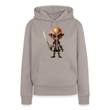 Pirate extraterrestre avec sabre - Sweat à capuche Premium bio Femme - taupe - Devant - Julia (174cm)