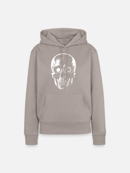 Sci-Fi Cyborg Skull - Frauen Premium Bio Hoodie - Taupe