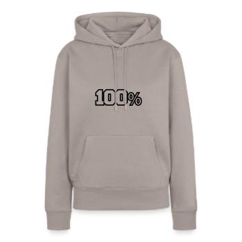 100 - Sweat à capuche Premium bio Femme - taupe - Devant - Julia (174cm)