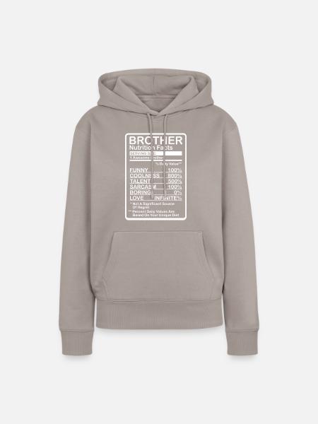 Bruder Nährwerte - Dame Premium hoodie, økologisk bomuld - gråbrun