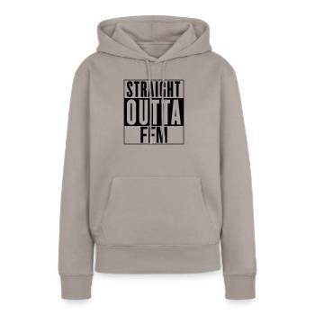 Straight Outta FFM - s13 - Frauen Premium Bio Hoodie - Taupe - Vorne - Julia (174cm)