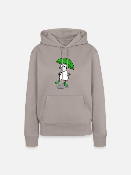 Schaf mit Gummistiefel - Frauen Premium Bio Hoodie - Taupe